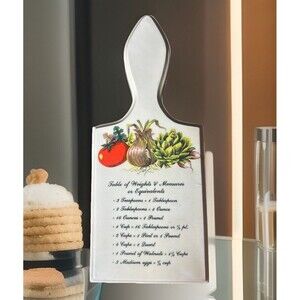 Vtg Ceramic Cutting Board Kitchen Decor Weights & Measures Vegetable Design